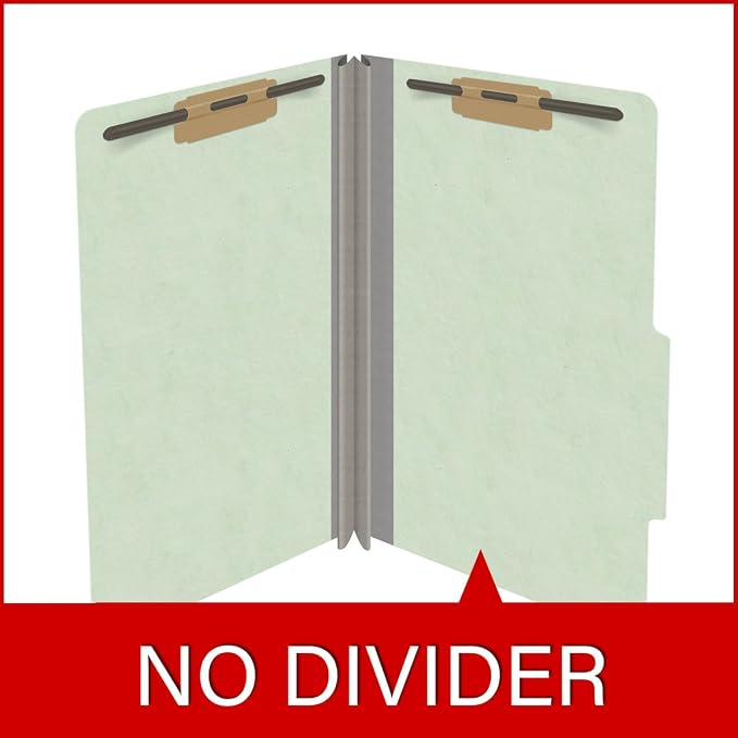 Top Tab Pressboard Folders, Legal Size, 2" exp, Fasteners Pos #1 & #3, Pale Green (Box of 25) - Image 8
