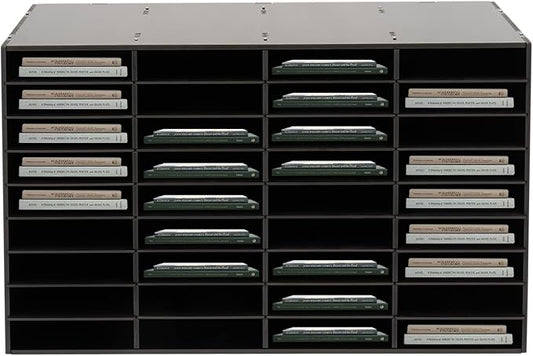 36 Slots Literature Organizer, Mail File Sorter for Classroom/Office/Home | PVC File Storage Desktop Paper Cabinet with Adjustable Compartments, Multi-Purpose Mail Center (Black-36 Compartments) by DreamRcoach