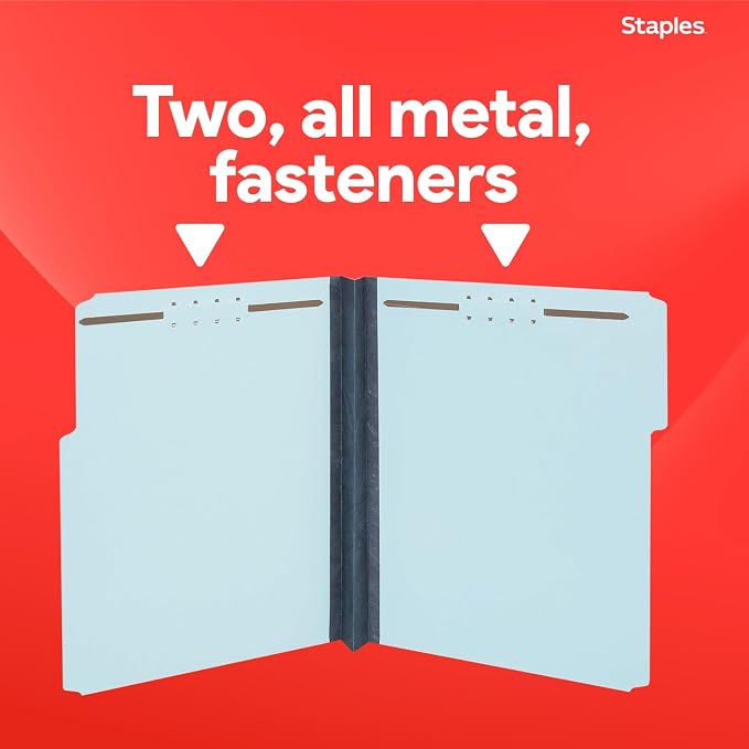 Staples® 60% Recycled Pressboard Classification Folder, 2" Expansion, Letter Size, Blue, 25/Box (ST384868/384868) - Image 4