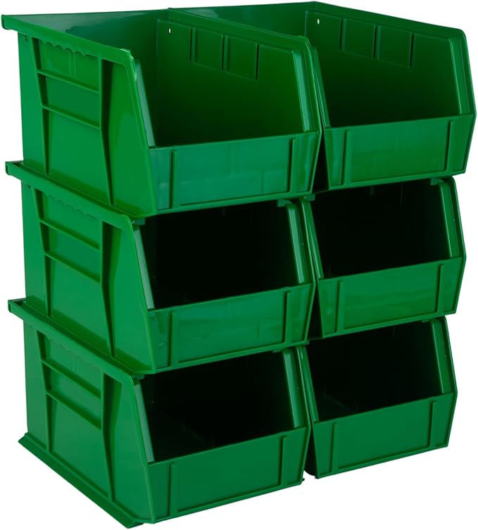 HE HUDSON EXCHANGE 9.5" x 6" x 5" (6 Pack) Plastic Stackable Storage Bin, Green by HudsonExchange