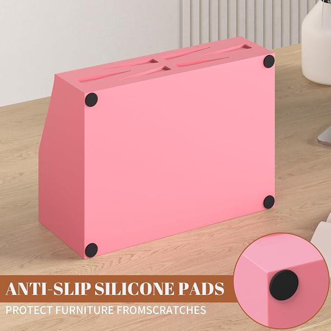 Wood Mail Organizer Countertop,Farmhouse Desk and Kitchen Countertop Storage, Letter Sorter, Desk Mail and Bill Organizer, Desktop File and Paper Holder (Pink) - Image 6