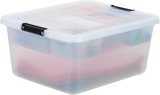 IRIS USA 18 Quart Clear Storage Organizer with Removable Dividers | Removable dividers organize tools, pantry goods, and household supplies. Stackable design saves space - Image 6
