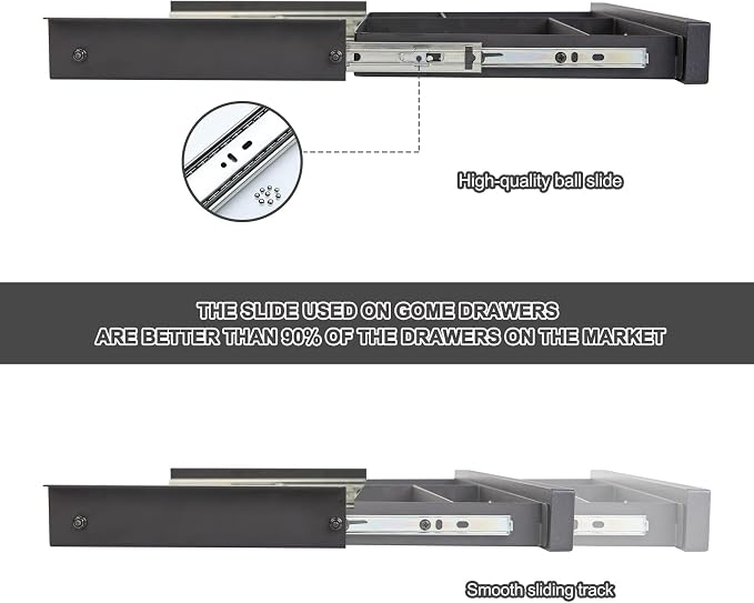 GOME Under Desk Slide out Pencil Drawer with Space Divider Design for Storing Pencil and Office Accessories, Underdesk Pull out Tray Organizer Mounted for Sit Stand Workstation - Image 5