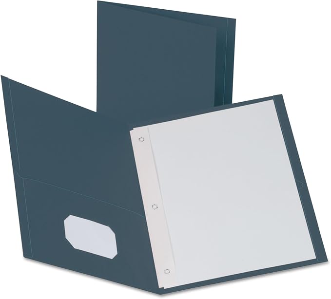 Oxford Two-Pocket Folders w/Fasteners, Dark Blue, Letter Size, 25 per Box (57738) - Image 2