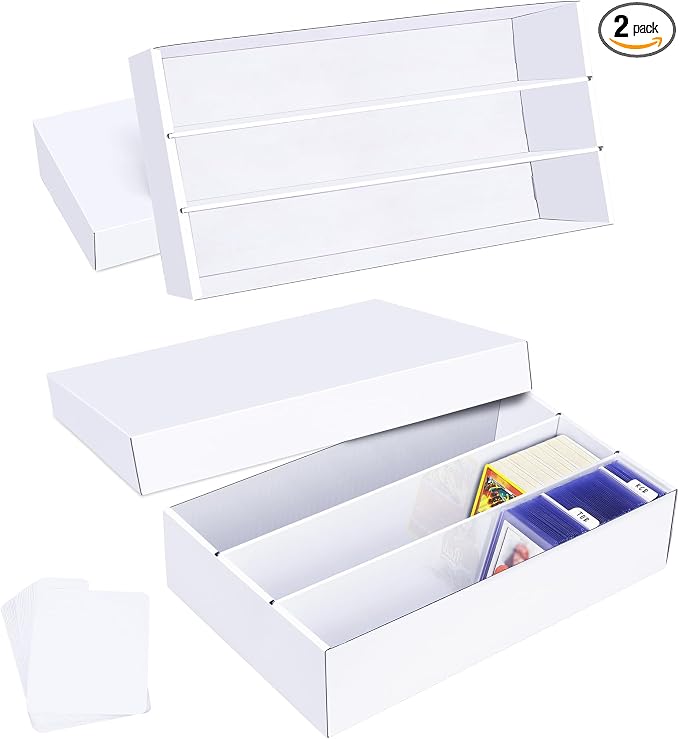 Trading Card Storage Box 2 Pack–2400 Count Cardboard Organizer with Dividers for MTG, TCG, Sports, Toploader, Commander by Leyzan