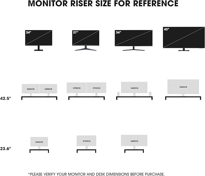 Fenge 42.5" Dual Monitor Stand with Clear Acrylic Legs, Brown | Clear Acrylic, Storage Compartment, 2-tier Home Office Monitor Riser, Wide Large Desktop Shelf Fit Monitor/Laptop/Printer - Image 9