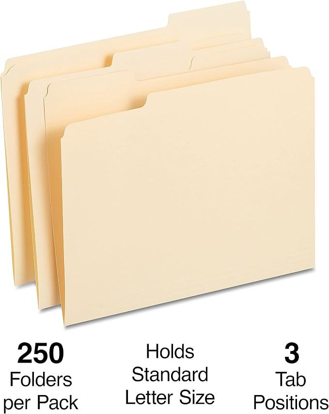 Staples Reinforced File Folders, Letter Size, 1/3‑Cut Tabs, Manila, Heavy‑Duty Construction, 500/Carton - Image 2