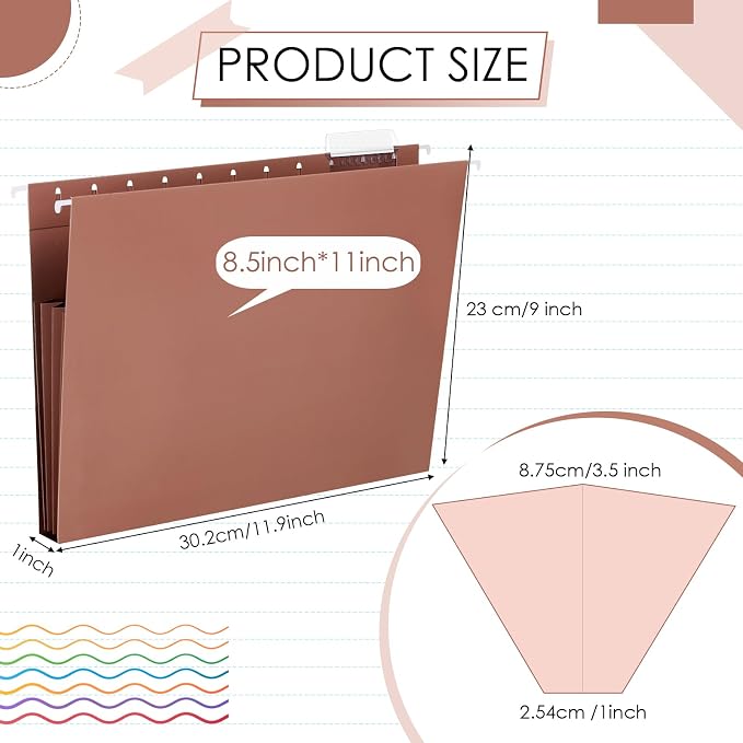 Yaomiao 24 Pack Hanging File Folders, 3 Pleats,Pastel Color | Letter Size File Cabinet Folders, with 1/5-cut Adjustable Tabs, Expandable Document Cabinet, Home Desk Office Organization - Image 2