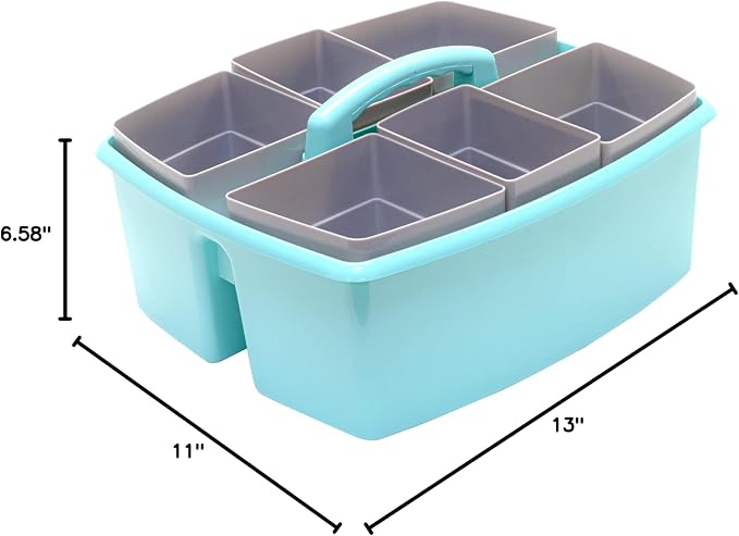 Storex Large Classroom Craft Caddy with Cups, 13 x 11 x 6.575 Inches, Teal, Case of 2 (00984A02C) - Image 10