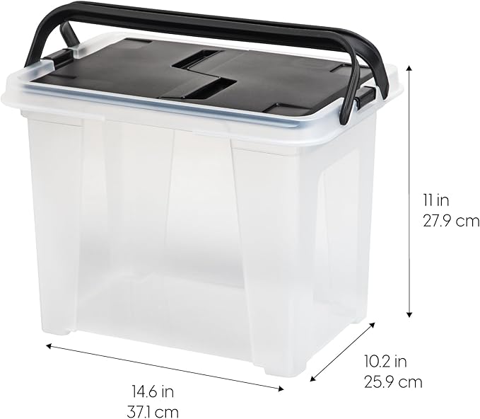 IRIS USA 4-Pack File Box Organizer with Wing Lid Letter/Legal 18 Qt, Clear | Organize letter and legal files, documents and paperwork with a wing lid for quick access and secure storage - Image 2