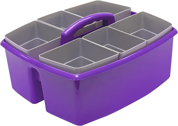 Storex Large Classroom Craft Caddy with Cups, 13 x 11 x 6.575 Inches, Purple, Case of 2 (00986A02C) - Image 3