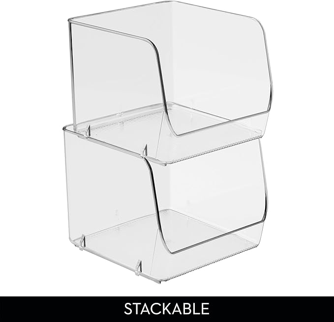 iDesign Stackable Open-Front Storage Bins, Set of 6, Clear | Kitchen and Pantry Organization - Image 5