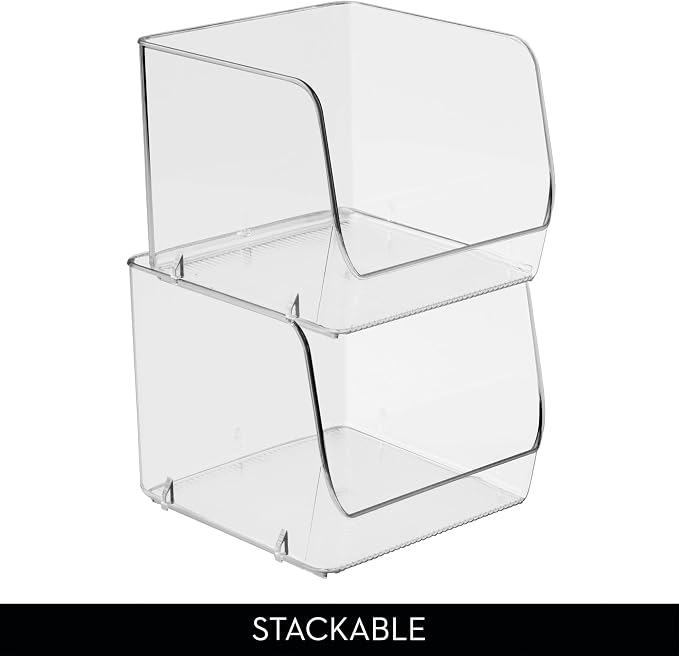 iDesign Stackable Open-Front Storage Bins, Set of 6, Clear | Kitchen and Pantry Organization - Image 5