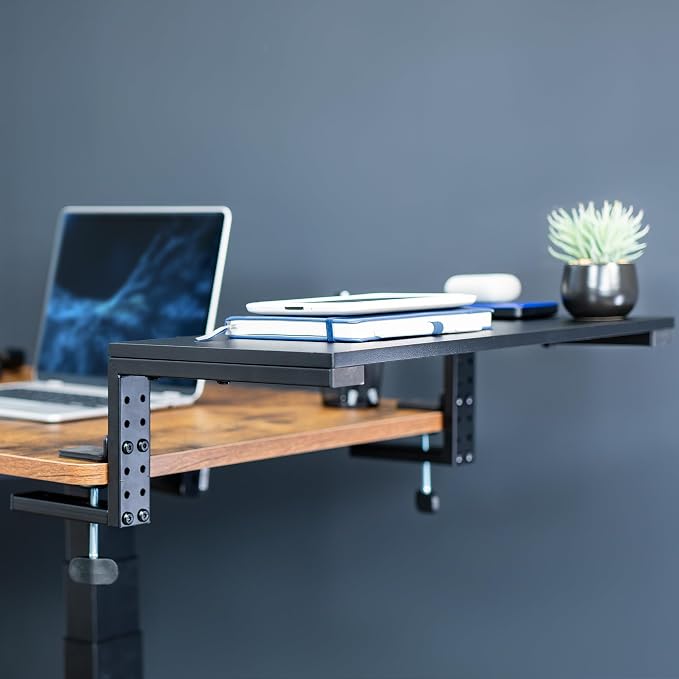 VIVO Clamp-on 22 inch Desk Extension Shelf for Gaming PC, Ergonomic Computer Monitor and Laptop Riser, Printer Stand, Versatile with Freestanding Feet Included, Desktop Organizer, DESK-SHELF22B - Image 9