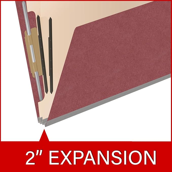 Pressboard Classification Folders, Full Cut End Tab, Letter Size, 2 Dividers, Dark Red (Box of 10) - Image 7