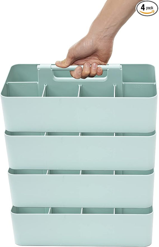 -Large Portable Caddy, DIY Dividers, 8 Compartments, School Office Supplies Home Business Organizer,Portable Basket with Handle Storage Organizer Modern Made in USA (4 PACK, Mint) by EnjoyOrganizer