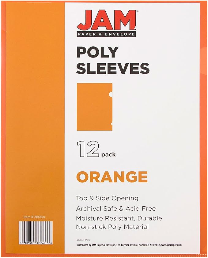 JAM PAPER Plastic Sleeves - Letter Size - 9 x 11 1/2 - Orange Project Pockets - 12 Page Protectors/Pack - Image 3