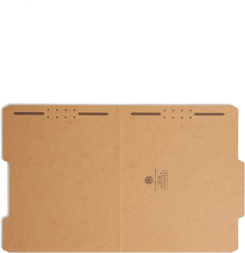 Smead Heavyweight Fastener File Folder, 2 Fasteners, 2/5-Cut Tab Right of Center Position, Guide Height, Letter Size, Kraft, 50 per Box (14882) - Image 2