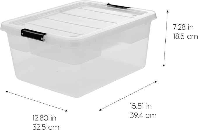 IRIS USA 6-Pack 18 Quart Clip Box with Latching Lid | Latching lid secures office and household supplies. Stackable, nestable design maximizes storage space - Image 4