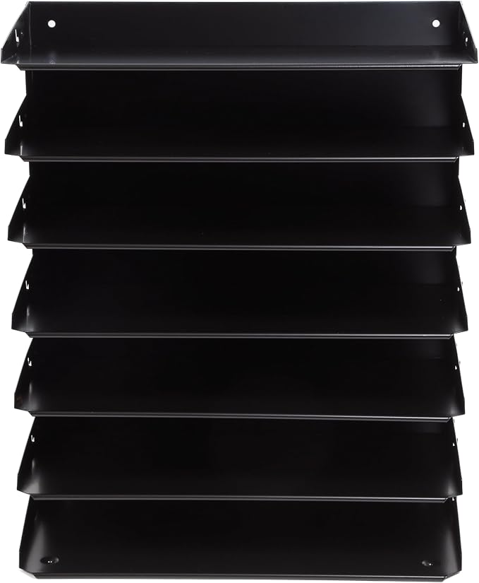Huron Desktop Horizontal 7-Slot Legal File Binder Organizer Storage Letter Tray, Black Commercial Grade Steel - Image 6