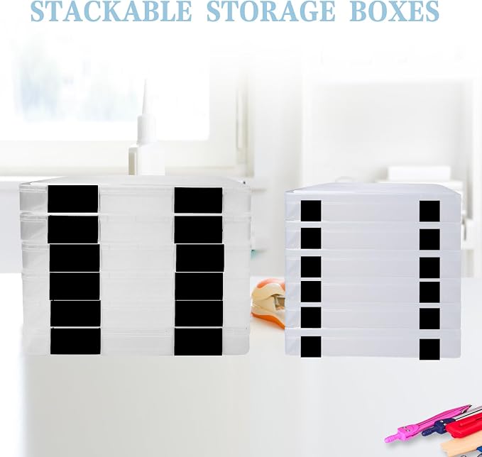 12 Pcs Clear A4 A5 File Box Document Plastic Storage Box with 48 Labels File Holder Organizer Box Paper Plastic Case Magazine Protector with Buckle Office School Supplies(Black) - Image 6