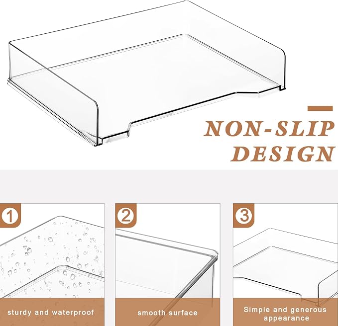 DoubleFill 12 Pcs Stackable Letter Tray Rectangular Plastic Desk Organizer 13 x 9.5 x 2.6 in Paper Holder File Tray Accessories Rack for Desktop Office Desk Drawers (Clear) - Image 3