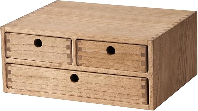KIRIGEN Wood Desk Organizer with 3 Drawers, Desktop Storage Brown 23-DBR | Wooden Desktop Drawer Hold A4 Papers, Stationery, Jewelry, and Makeup, Fully Assembled for Home Office by KIRIGEN