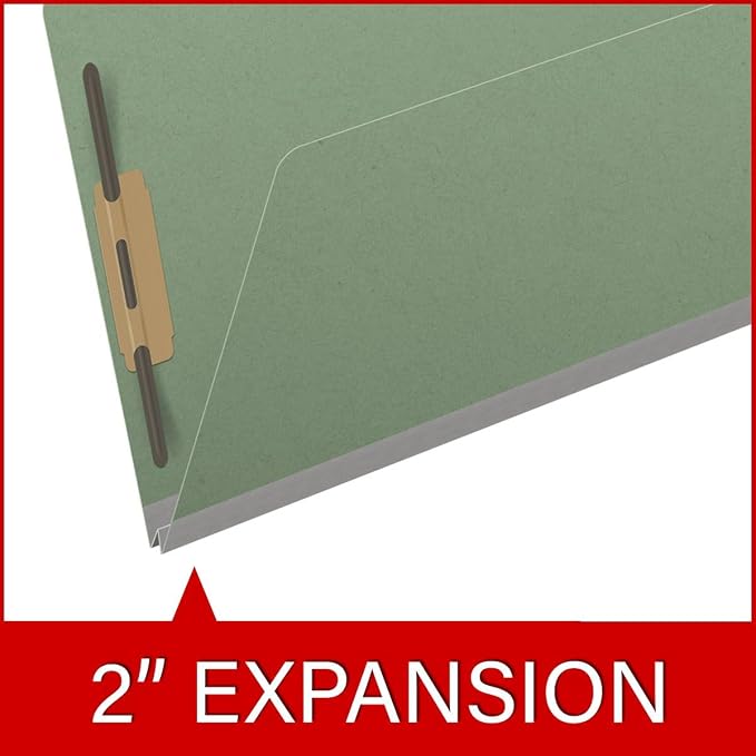 Ecom Folders End Tab Pressboard File Folders | Legal Size 25 Pt Stock with 2" Tyvek Expansion | Full Cut Tabs for Medical Charts, Legal Documents & Office Records | Green, Box of 25 - Image 6