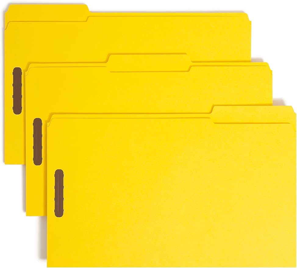 Smead Fastener File Folder, 2 Fasteners, Reinforced 1/3-Cut Tab, Legal Size, Yellow, 50 per Box (17940) (Pack of 1) by SMEAD