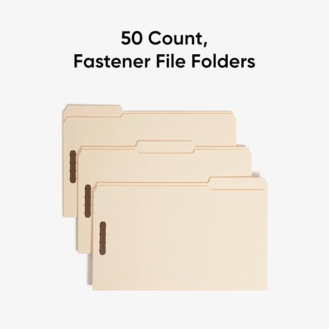Smead Fastener File Folder, 2 Fasteners, Reinforced 1/3- Cut Tab, Legal Size, Manila, 50 Per Box - Image 4