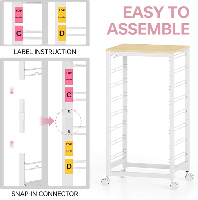 SYKIARIOL Rolling Storage Cart with Drawers, 8 Drawers Cart, Ice Cream | Utility Cart With Drawers,Rolling Storage Cart for Living Room,Classroom,Bedroom,Bathroom,Dorm,Office, Ice Cream - Image 4