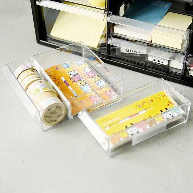 Plastic Desk Drawer Organizer w/10 Drawers, Clear Small Parts Storage w/Drawers, Arts, Craft, Medicine Vitamin, Teacher Toolbox, Stationary, Accessories, Dust-proof, Black A9-5244-BK - Image 2