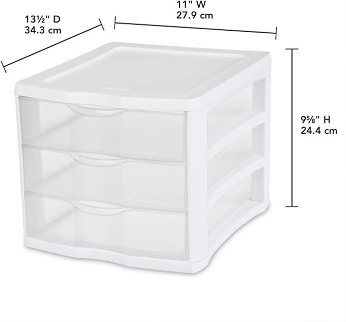 Sterilite 3 Drawer Organizer, Clear Countertop & Desktop Storage, 4 Pack | Organizing Plastic Storage Drawers and Containers for Home, Office, Desk, Clothes, Kitchen, and Pantry - Image 3