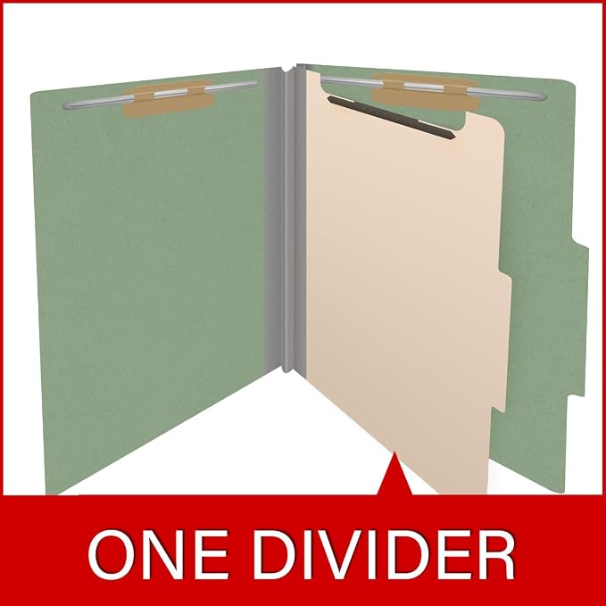 25 Pt. Pressboard Classification Folders, 2/5 Cut ROC Top Tab, Letter Size, 1 Divider, Green (Box of 10) - Image 8
