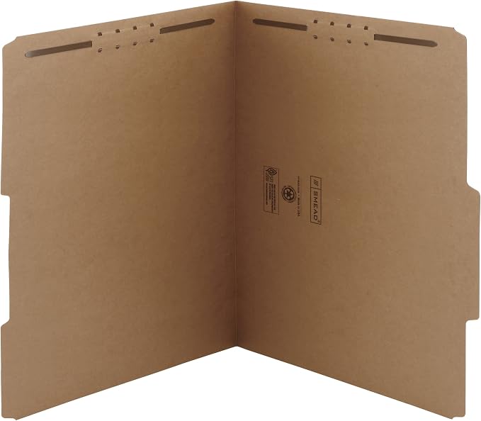 Smead Heavyweight Fastener File Folder, 2 Fasteners, 2/5-Cut Tab Right of Center Position, Guide Height, Letter Size, Kraft, 50 per Box (14882) - Image 9