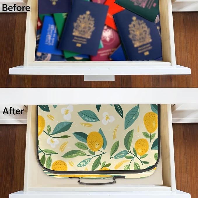 File Organizer Watercolor Lemon Document Organizer with Handle Portable File Organizer Bag Home Travel Storage Bags for Files Laptop Certificates - Image 6