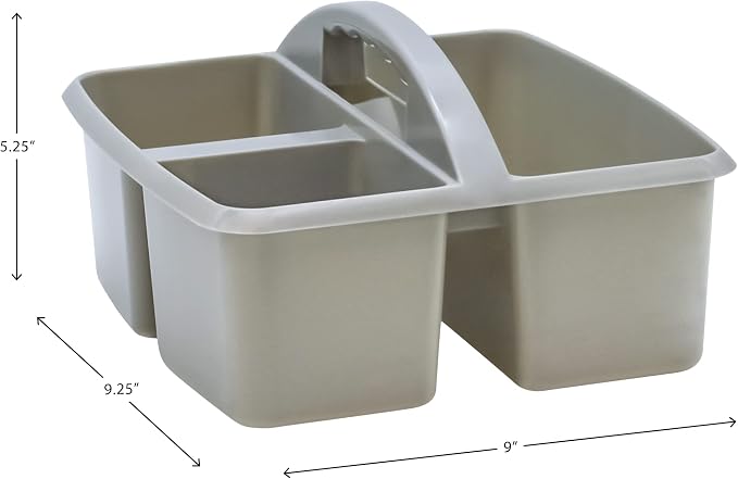 Teacher Created Resources Gray Portable Plastic Storage Caddy 6-Pack for Classrooms, Kids Room, and Office Organization, 3 Compartments - Image 3