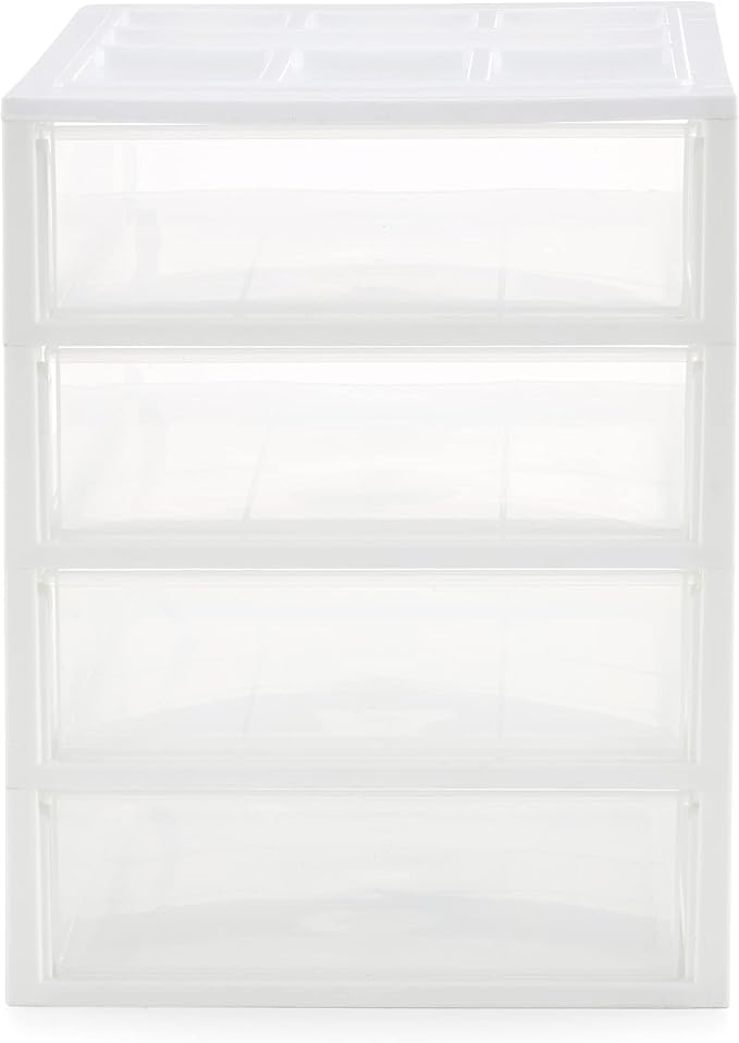 Gracious Living 4 Drawer Desktop & Countertop Organizer w/Organization Lid for Craft Storage, Office Supplies & School Supplies, White/Clear (4 Pack) - Image 9