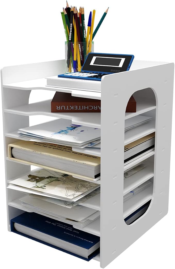 Natwind 7-Tier Office File Organizer For Desk,Paper Sorter,White | Desktop Storage For Office Supplies,Document Storage Rack,Letter Tray For Home,Office,Classroom Document Holder - Image 7