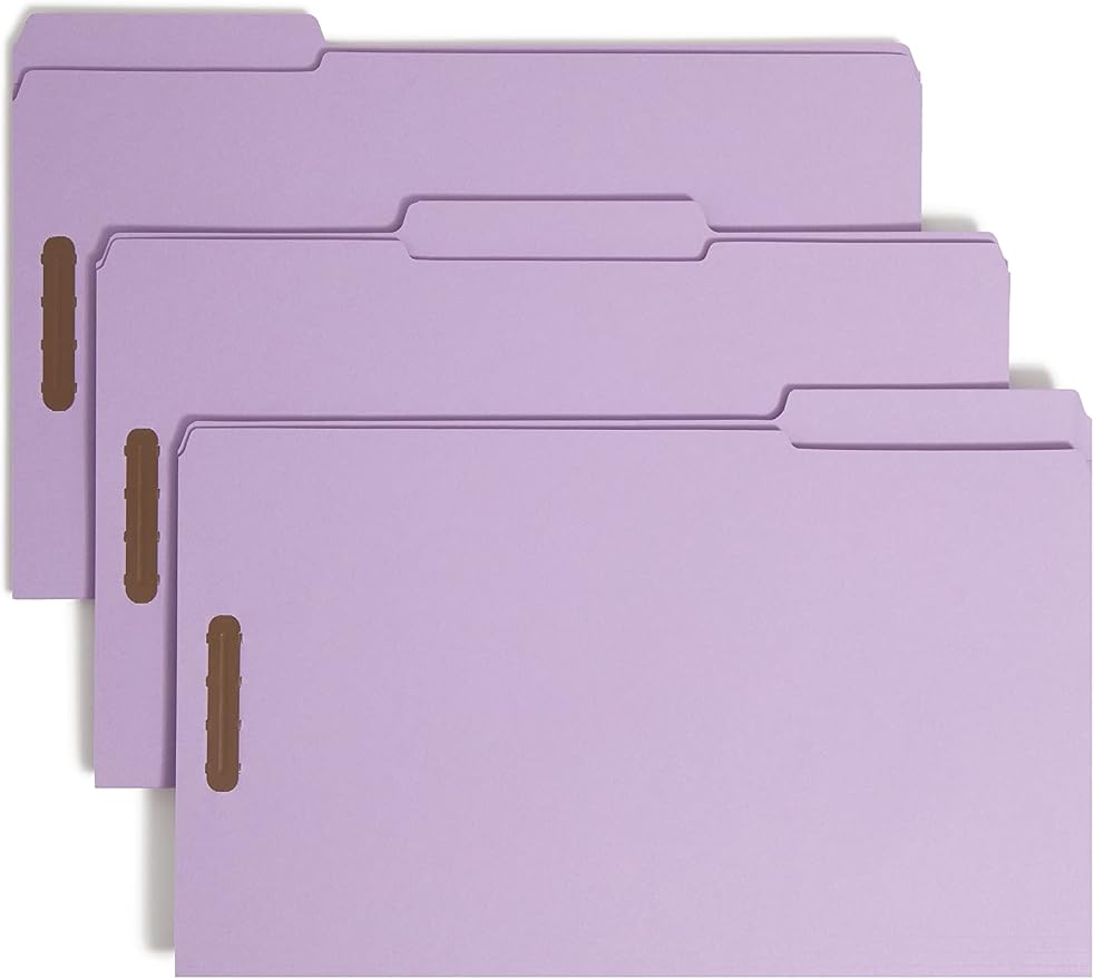 Smead Fastener File Folder, 2 Fasteners, Reinforced 1/3-Cut Tab, Legal Size, Lavender, 50 per Box (17440) (Pack of 1) by SMEAD