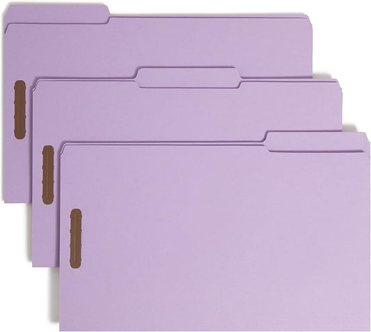 Smead Fastener File Folder, 2 Fasteners, Reinforced 1/3-Cut Tab, Legal Size, Lavender, 50 per Box (17440) (Pack of 1) by SMEAD