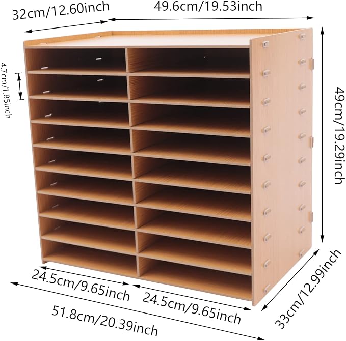 Desktop Organizer, Vertical Desktop Sorter, Literature Organizer Sorter Paper Organizer Storage File Sorter Mail Center Magazine Holder, Classroom Mailbox Paper Storage (18 Compartment-Brown), Blue - Image 4