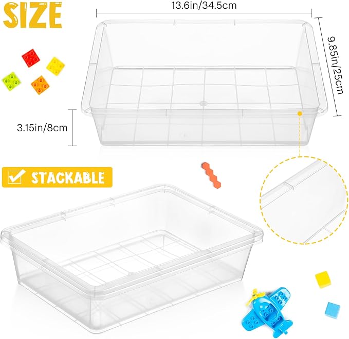 18 Pcs Flat Storage Organizer Bins Letter Size Paper Tray Classroom Storage Plastic Art Trays Classroom Pencil Organizer Baskets for School Office Teacher Book Organization(Transparent) - Image 3