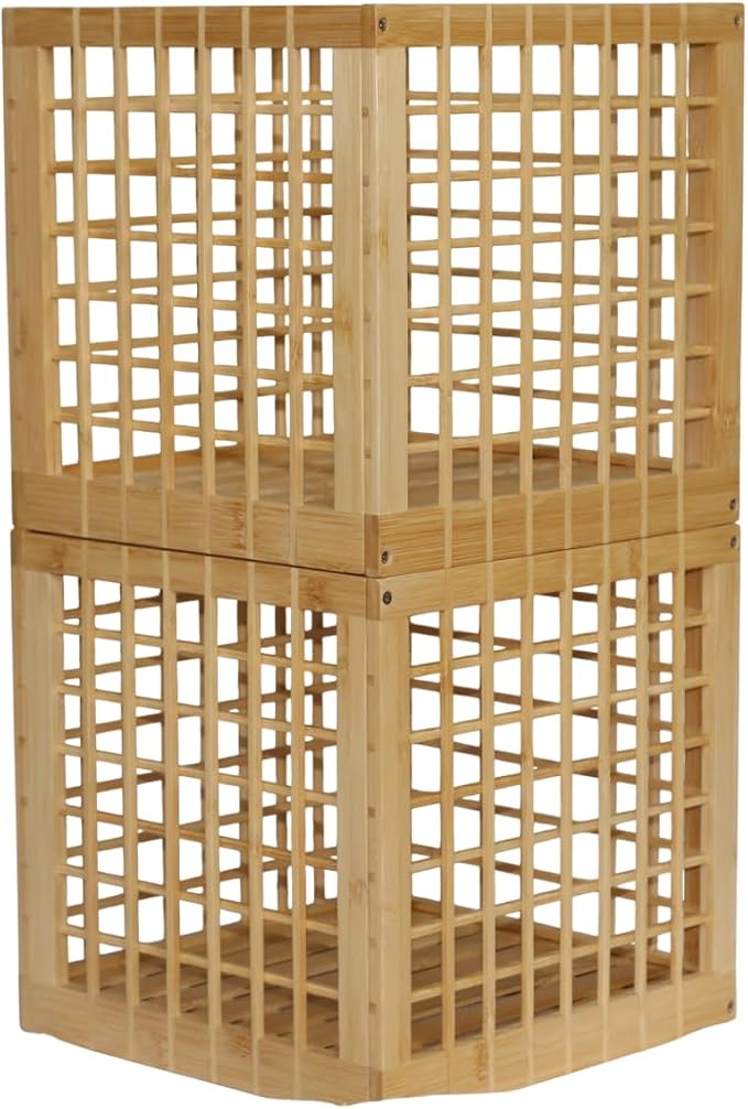 Bamboo Stackable, Cube Storage Bins - Lattice Design 2 Pack (10.5x10.5x10.5) - Image 3