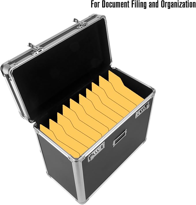 File Organizer Storage Box, Portable Locking Storage Totes - Storage Box with Dual Combination Locks for Filing Office Documents (Black) - Image 5