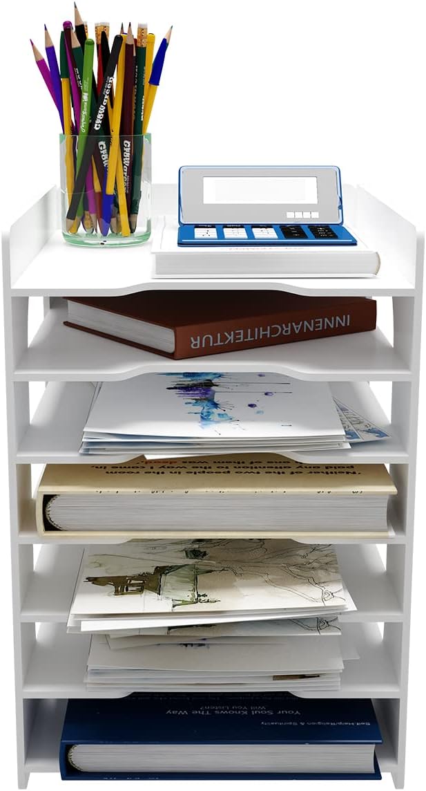 Natwind 7-Tier Office File Organizer For Desk,Paper Sorter,White | Desktop Storage For Office Supplies,Document Storage Rack,Letter Tray For Home,Office,Classroom Document Holder - Image 8