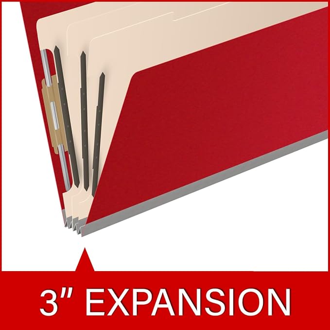 Pressboard Classification Folders, Full Cut End Tab, Legal Size, 3 Dividers, Deep Red (Box of 10) - Image 7