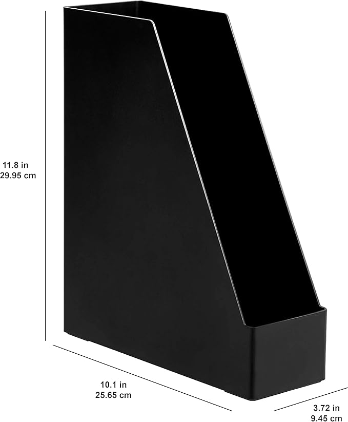 Amazon Basics Plastic Desk Organizer Magazine Rack and File Holder, Black, 4-Pack - Image 3