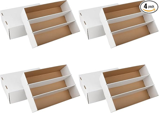 4 Pack Trading Card Storage Box, 2340 Count Card Storage Box White Sports Cards Storage Box Card Organizer Box Trading Card Box for Storing Protecting and Organizing Soccer Basketball Game Cards by HIMOMO