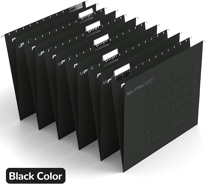 MerryNine Hanging File Folders Letter Size with 1/5-Cut Tabs | 72 Pack, Black, Folders Organizer, for Office School Home, for Bulky Files, Filing Cabinets - Image 2